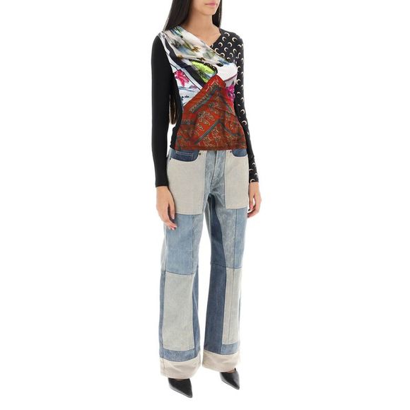 Marine Serre Draped Jersey Wrap Top - Picture 2 of 4